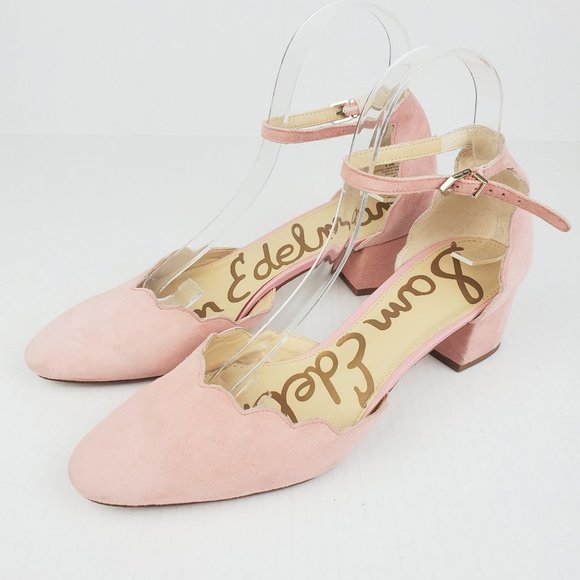 blush pink block heels